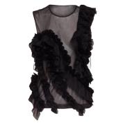 Ulla Johnson Ruffled Noir Ärmlös Topp Black, Dam