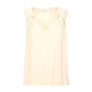 Simona Corsellini Sleeveless Tops Beige, Dam