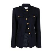 Alexander McQueen Blå Asymmetrisk Militärjacka Blue, Dam