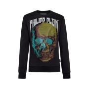 Philipp Plein LS Skull Sart Sweatshirt med Signaturdesign Black, Herr