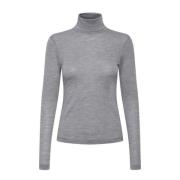 Gestuz Grå Melange Ull Rollneck Tröja Gray, Dam