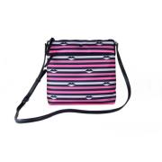 Kate Spade Jae Nylon Leather Flat Pink Striped Multi Crossbody HandBag...