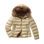 Blauer Beige Iridescent Nylon Dunjacka Beige, Dam