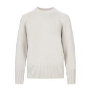 Fedeli Isfärgad Kaschmirtröja med Crew Neck White, Dam