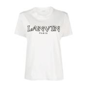 Lanvin Broderad Logotyp T-shirt - Regular Fit White, Dam