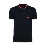 PS By Paul Smith Polo Shirt i Ekologisk Bomull med Röd Logotyptryck Bl...