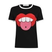 Lanvin Svart Lips Logo T-Shirt Black, Dam