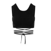 A Paper Kid Rippad Crop Top Black, Dam