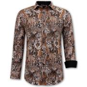 Gentile Bellini Herrskjortor med Tiger Mönster - Slim Fit - 3118 Brown...