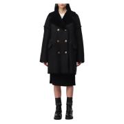 RED Valentino Elegant Läder Dubbelknäppt Kappa Black, Dam