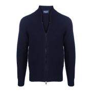 Drumohr Lammskinn Dragkedja Cardigan Blue, Herr