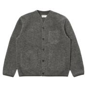 Universal Works Grå Marl Ullfleece Cardigan Gray, Herr