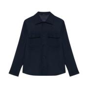 Brooks Brothers Marinblå Ullblandad Overshirt Jacka Blue, Herr