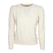 Cashmere Company Italiensktillverkad Cashmere och Ullflätad Crewneck T...