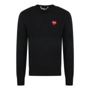 Comme des Garçons Play Invader Heart V-Neck Tröja Black, Herr