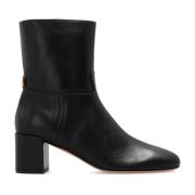 Bally Svarta Läderklackade Ankelboots Black, Dam