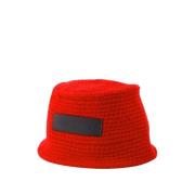 JW Anderson Röd Syntetisk Läder Bucket Hat Red, Dam