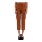 Twinset Cropped Byxor i Stretch Jersey Brown, Dam