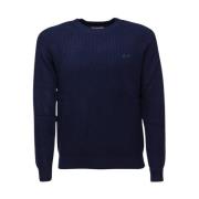 Sun68 Stor Stickad Crew Neck Tröja Blue, Herr