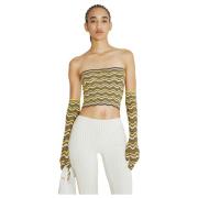 Isa Boulder Wave Stickad Bandeau Top och Handske Set Yellow, Dam