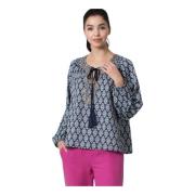 Kocca Vintage Jacquard Blus Blue, Dam