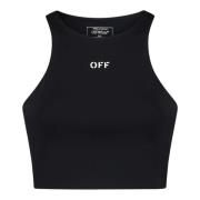 Off White Svart Crop Top med Logotryck Black, Dam