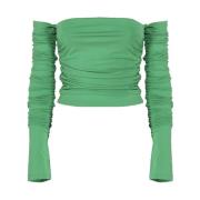 Andamane Grön Draperad Off Shoulder Topp Green, Dam