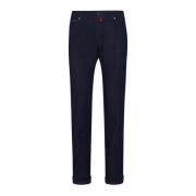 Kiton Mörkblå Slim-Fit Jeans i Ekologisk Bomull Blue, Herr