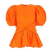 Cecilie Bahnsen Orange Poplin Faith Top Orange, Dam