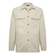 Boggi Milano Link Shirt Jacket Beige, Herr