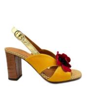 Chie Mihara Laminerade Läderhögklackade Sandaler Yellow, Dam