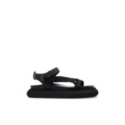 Moncler Platta Svarta Sandaler Black, Dam