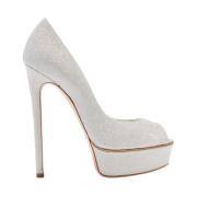 Casadei Glitter Platform Pumps Gray, Dam