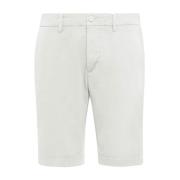 Boggi Milano Stretch Gabardine Kort Byxa White, Herr