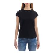 Herno Logo Strass Stretch T-Shirt Black, Dam