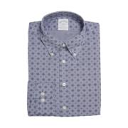Brooks Brothers Milano Slim-Fit Sport-skjorta, bredduk, knäppkrage Blu...