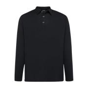 Kiton Svart l?ngärmad bomullspolo i jersey Black, Herr