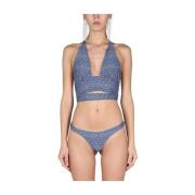 Magda Butrym Bikini Top med Logo Print Blue, Dam