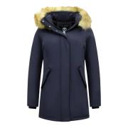 Matogla Parka Dam - Äkta Pälskrage - Slim Fit Blue, Dam