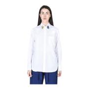 Marni Stilfull bomullsskjorta med unik polyester- och glasdetalj White...