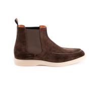 Santoni Brun Mocka Platta Skor Brown, Herr