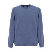 Fedeli Ull Crew-Neck Sweater Blue, Herr