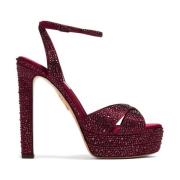 Aquazzura Divine Crystal Sandal Plateau 130 Red, Dam