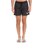 Emporio Armani EA7 Randiga badshorts med elastisk midja Black, Herr