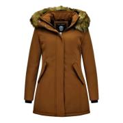 Matogla Parka Damer - äkta Pälskrage - Slim Fit Brown, Dam