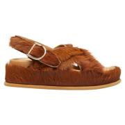 Dries Van Noten Stiliga Ponyhair Sandaler Brown, Dam