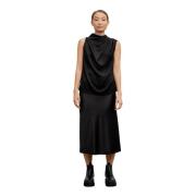 Ahlvar Gallery Silke Tank Top med Asymmetriska Veck Black, Dam