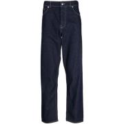 Maison Kitsuné Blå Straight-Leg Bomullsjeans Blue, Herr