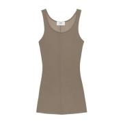 Ami Paris Bronze Scoop-Neck Tank Top Brown, Dam