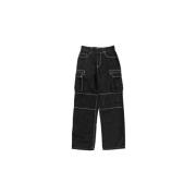 Marine Serre Svarta Moire Cargo Byxor Black, Herr